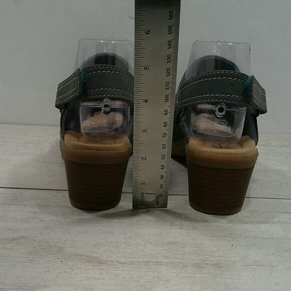 Clarks Collection Emily2 Mist Block Blue Grey Suede Nubuck Heel Sandals Size 7M - Picture 11 of 13